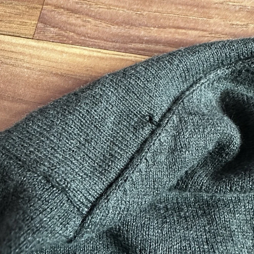 Flint & Tinder Sweater Mens Large Green Merino Wool Blend Crewneck Lightweight